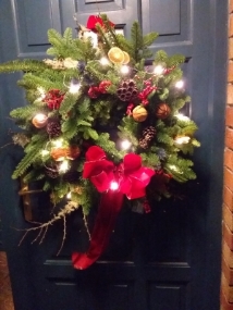 Traditional Door Wreath with Lights